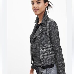 Banana Republic Gray Tweed Moto Jacket
